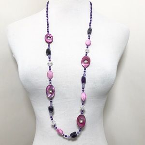 Pearl Shell Amethyst Crystal Glass Beaded Necklace